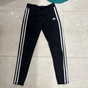 Adidas Kids Black Leggings with White Stripes